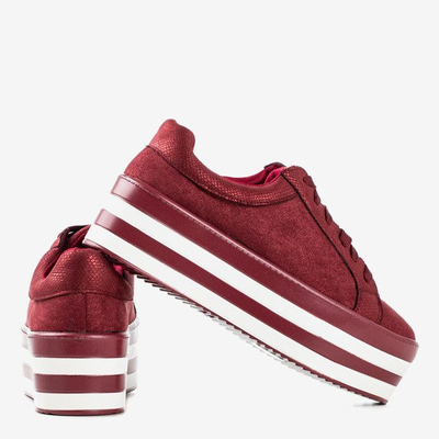 Sneakers femme en brocart bordeaux sur la plateforme Acssias - Chaussures 1