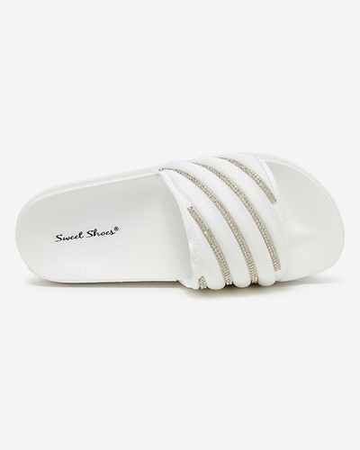 OUTLET Chaussons femme blancs avec zircons cubiques Erikis - Footwear