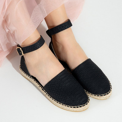 Sandales noires pour femmes avec gaufrage animal Domiel - Footwear