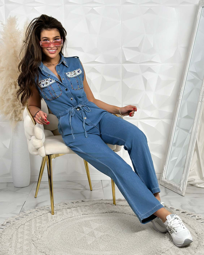 Royalfashion Combinaison pour femmes avec zircons et perles