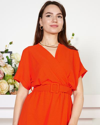 Robe midi orange foncé pour femme - Vêtements