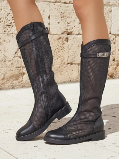 Royalfashion Bottines pour femmes à haute perforation Ovittole