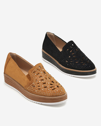 OUTLET Chaussures femme marron avec oxyde de zirconium Lamsiou - Footwear