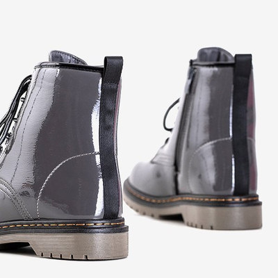 Bottes enfant laquées gris foncé Lesia - Chaussures