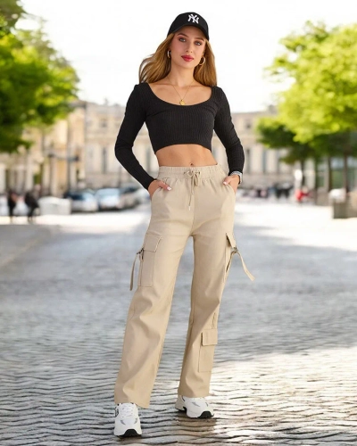 Royalfashion Pantalon de combat en tissu pour femme