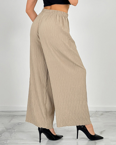 Royalfashion Pantalon large à plis pour femme