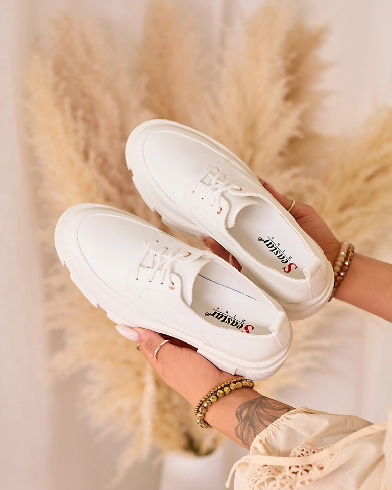 Royalfashion Blanc semelle solide pour femme Tendance Demi-pointes Chunky