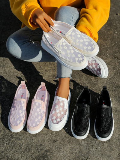 Mocassins en mesh pour femmes Royalfashion avec fleurs Emzos