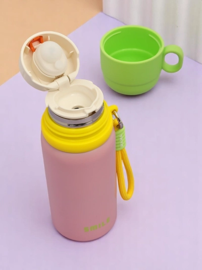 Royalfashion Mug thermique thermos avec une tasse Happy Smile