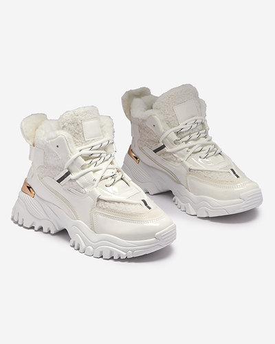 Chaussures de sport blanches pour femmes avec fourrure Sagglo- Footwear