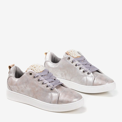 Sneakers gris clair ornées de perles Palivia - Footwear 1