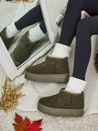 Bottes courtes imitation bottes de neige pour femmes Marellin