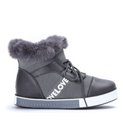 Szare buty sportowe z futerkiem Gracelyn- Obuwie