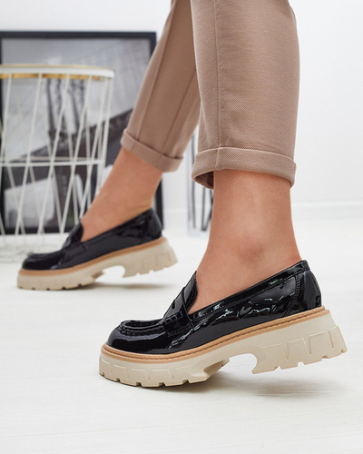 Mocassins laqués noirs pour femmes Mewira - Footwear