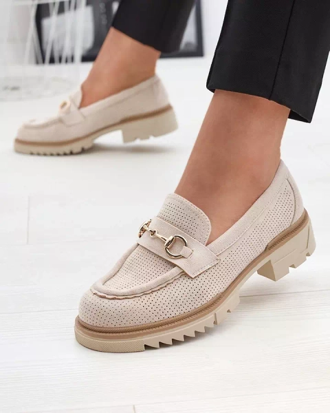 Mocassins ajourés crème pour femme avec chaîne Imerila - Chaussures
