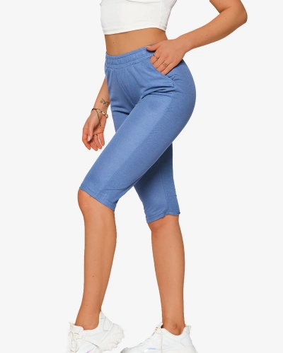 Short 3/4 en tissu pour femme en bleu PLUS SIZE- Clothing