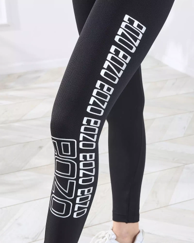 Ensemble de sport noir pour femmes avec inscriptions argentées ICON- Clothing