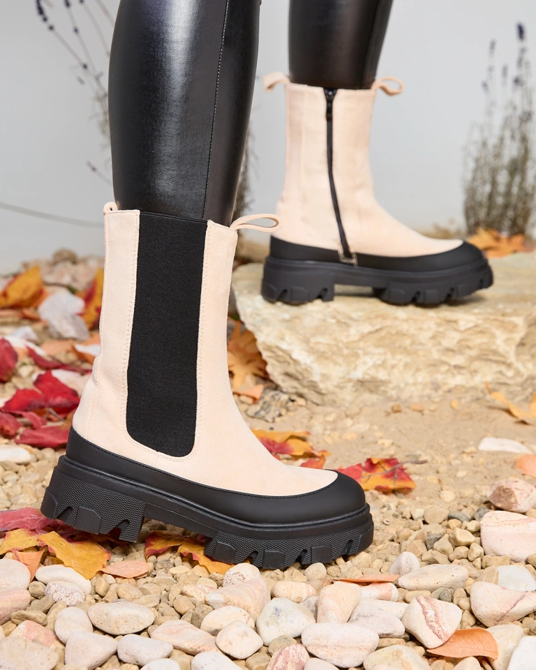 OUTLET Royalfashion Bottes hautes isolées pour femmes Beige Soft Way