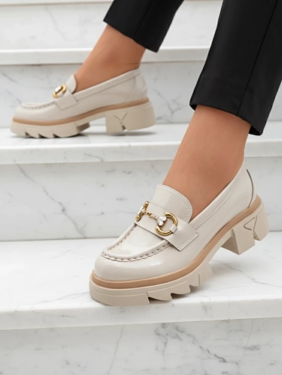 Mocassins femme beige laqué avec cristaux Inriw - Footwear