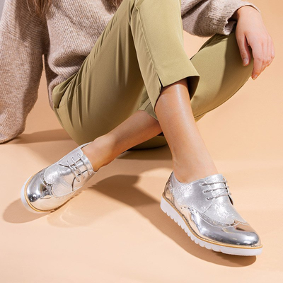OUTLET Chaussures à lacets argentées pour femmes Narvi - Footwear
