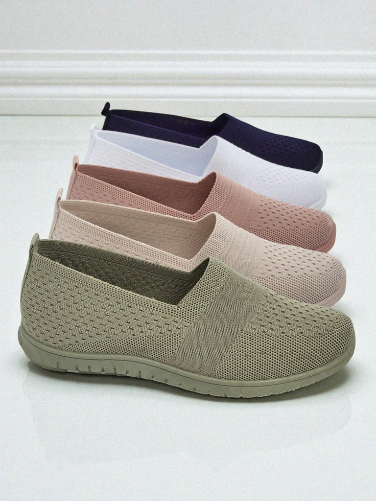 Mocassins pour femmes Gaia Verde – chaussures vertes confortables en tissu à talons plats