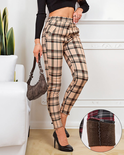 Royalfashion Teggings femme à carreaux réchauffés
