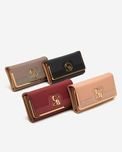 Grand portefeuille femme marron et gris avec décoration - Accessoires