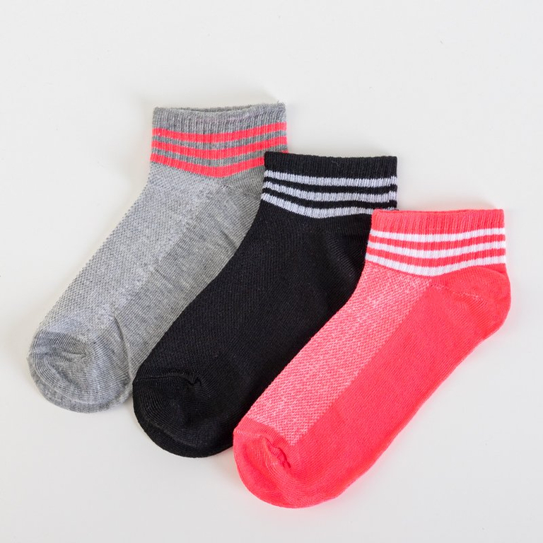 Chaussettes femme à rayures multicolores 3 / pack - Chaussettes