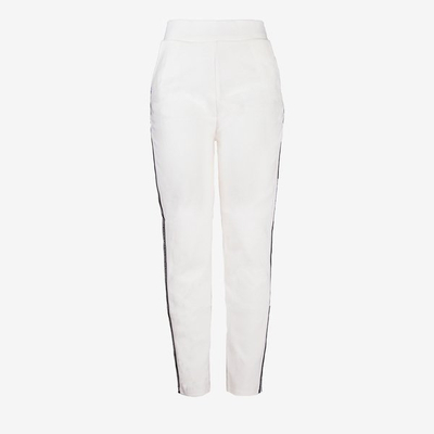Pantalon de survêtement femme blanc à rayures - Pantalon 1