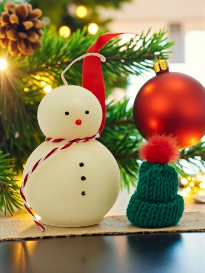Bougie parfumée de Noël Bonhomme de Neige