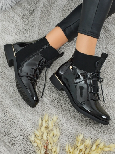 Bottines vernies à lacets pour femmes Avoria