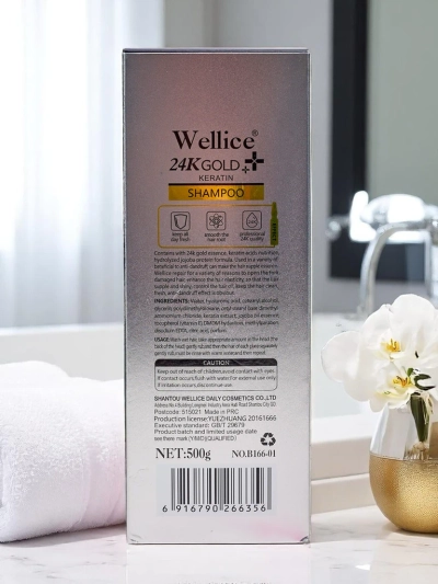 Shampoo professionnel pour cheveux à la kératine et à l'or 24K – Hydratation intensive et lissage des cheveux 5 en 1