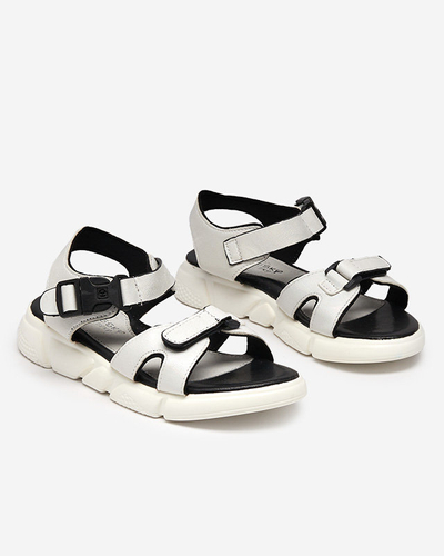 Sandales brillantes pour enfants en blanc Leepe-Shoes