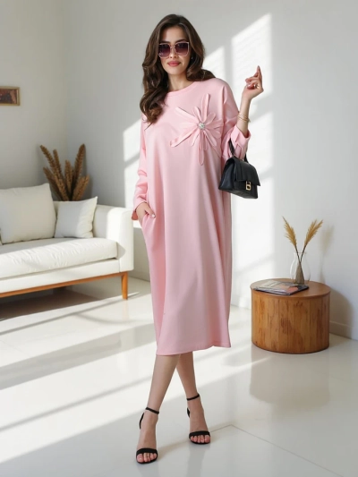 Robe midi femme Royalfashion en tissu surdimensionné avec fleur