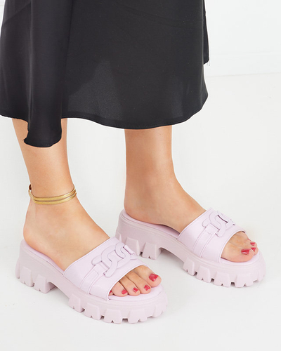 OUTLET Pantoufles violettes pour femmes sur une semelle plus épaisse Inza-Shoes