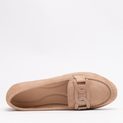Mocassins femme en éco-daim beige Reiaka - Chaussures