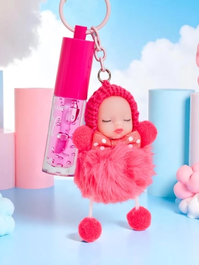 Gloss à lèvres pour enfants avec une poupée Fuchsia