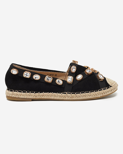 Espadrilles pour femmes noires avec cristaux Wamba - Chaussures