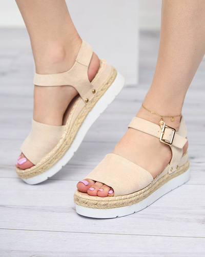 OUTLET Sandales compensées beiges pour femmes Setovia - Chaussures