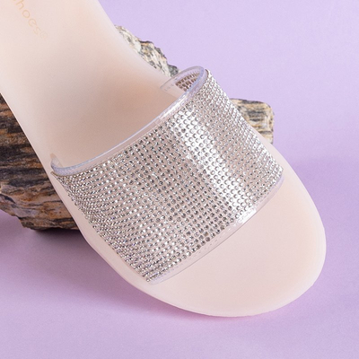 Chaussons femme en caoutchouc beige avec oxydes de zirconium Niamh - Chaussures