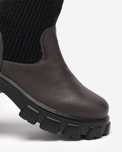 Bottes hautes noires et marron pour femme Alerpi- Footwear