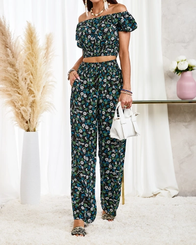 Royalfashion Ensemble floral deux pièces pour femmes