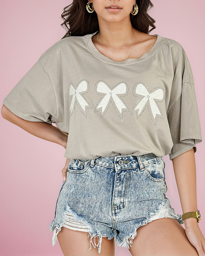 Royalfashion T-shirt pour femmes avec patch nœud