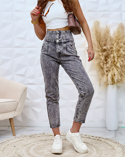 Royalfashion Jeans mom taille haute pour femmes