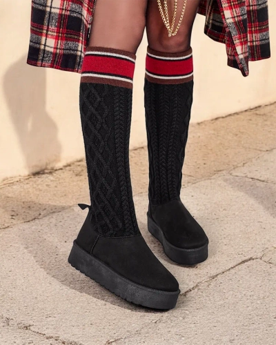 Royalfashion Bottes de style snowboot pour femmes avec une tige semblable à une chaussette Kokumi