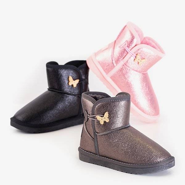 OUTLET Bottes de neige pour enfants roses avec papillon Umabela - Footwear