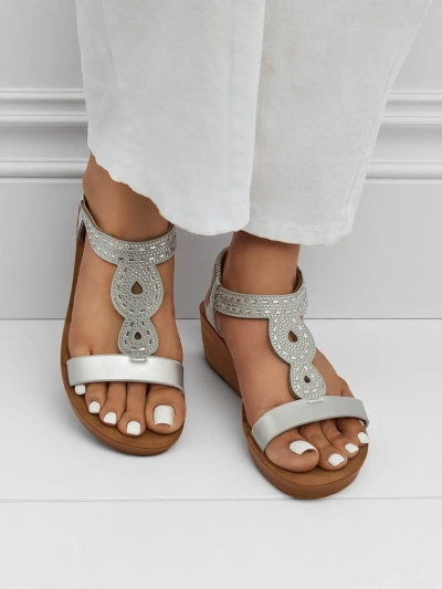 Royalfashion Sandales compensées pour femmes avec zircons Agaya