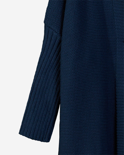 Long cardigan bleu marine pour femme avec capuche - Vêtements