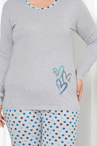 Pyjamas en coton à pois pour femmes, 2 pièces, GRANDE TAILLE