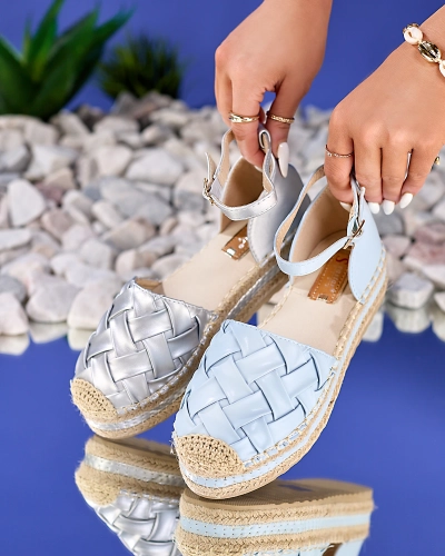 Royalfashion Espadrilles argentées pour femme avec motif tressé Cacod